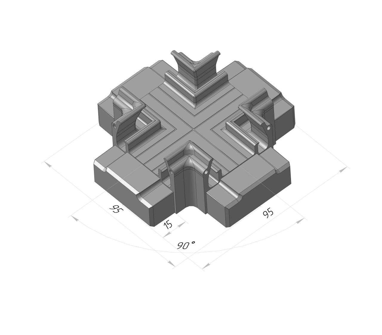 №7 Кут Перехрестя 90° Alteza 35мм 3D
