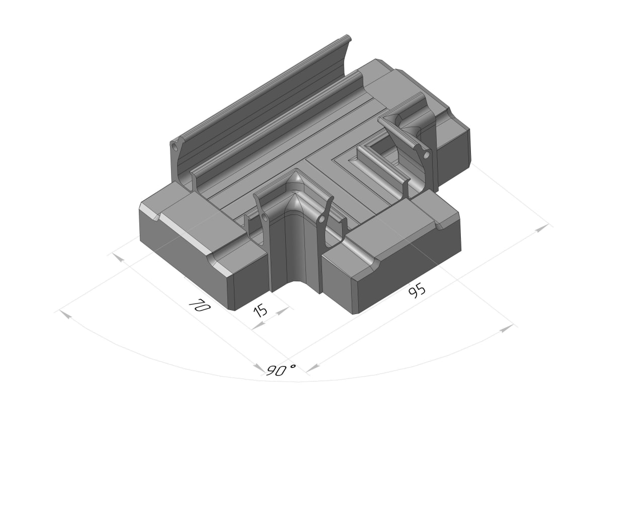 №6 Кут Т подібне перехрестя 90° Alteza 35мм 3D